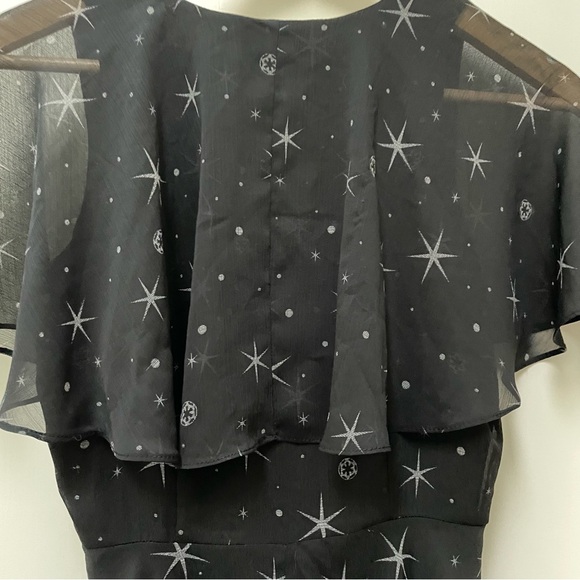 Star Wars Women's Black Imperial Galactic Empire Chiffon Dress Size Small Stars - Picture 4 of 12